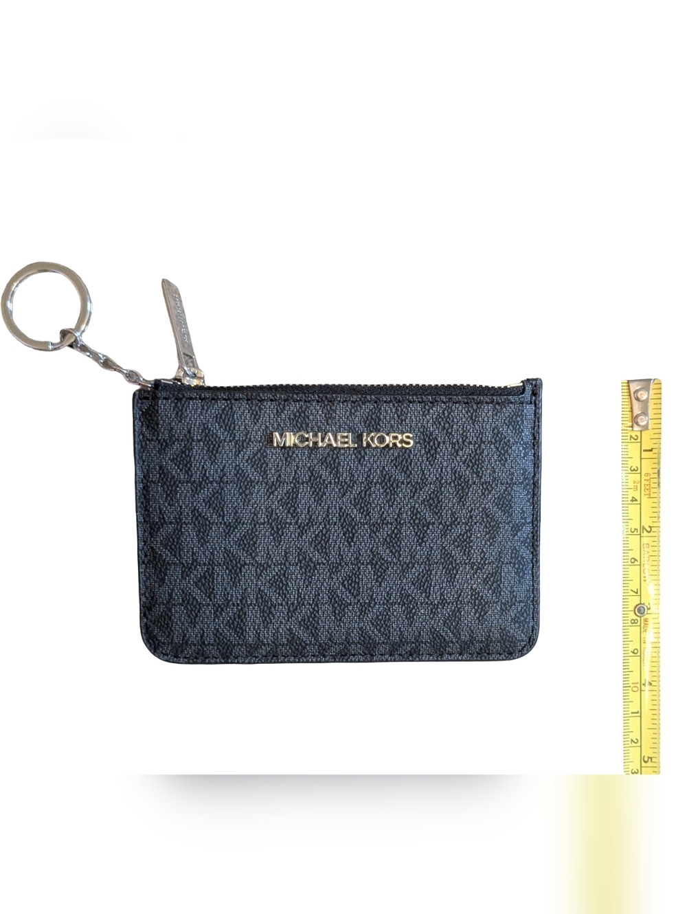NWOT Michael Kors Jet Set Travel Signature Coin Pouch Wallet ID Card Case Black